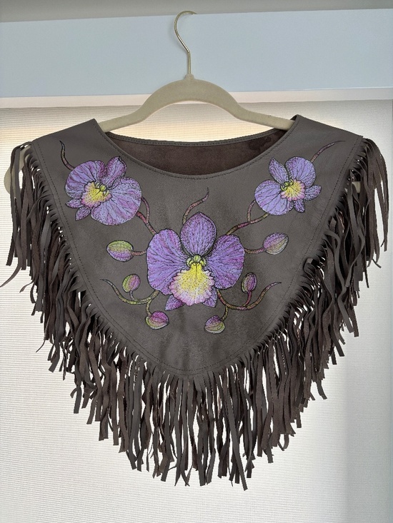 Vintage Tops - Vintage Hand Painted Leather Poncho